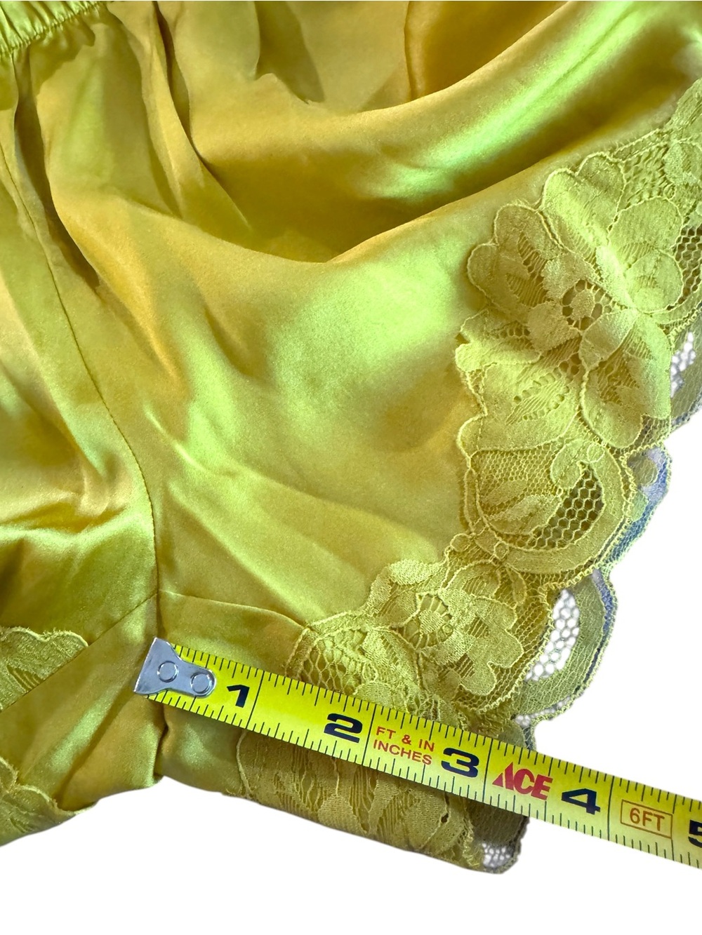 Gold Hawk Silk Lace Trim Lingerie Inspired Shorts Yellow - Size Small - NWOT - Picture 7 of 9